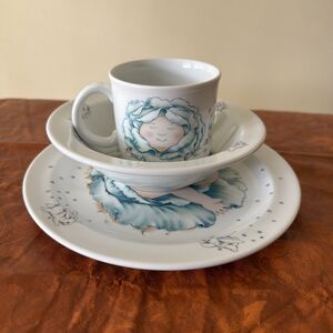 1984 Cabbage Patch Kids Royal Worcester 3 Piece Set Cup Bowl Plate Porcelain EUC